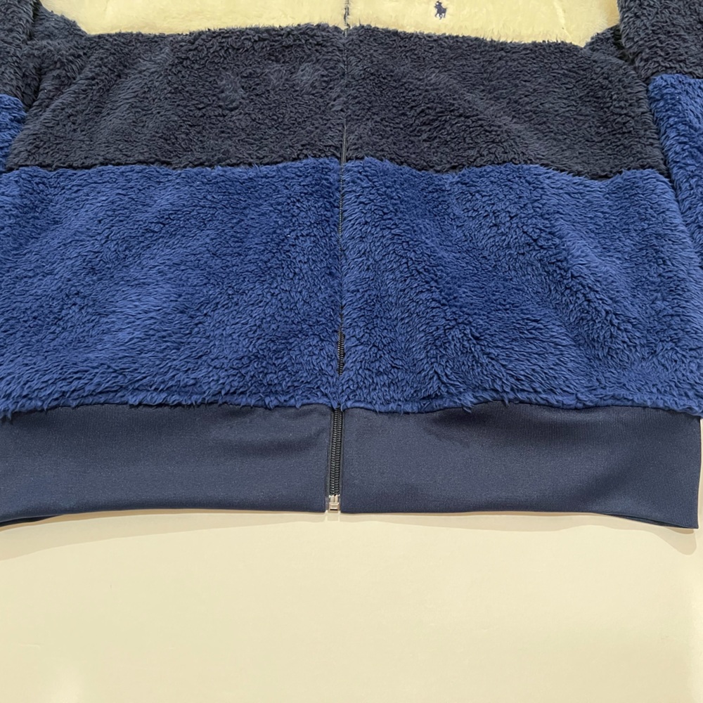 Ralph Lauren Polo, Sherpa Full Zip Hoodie, Blue & White - Picture 4 of 10